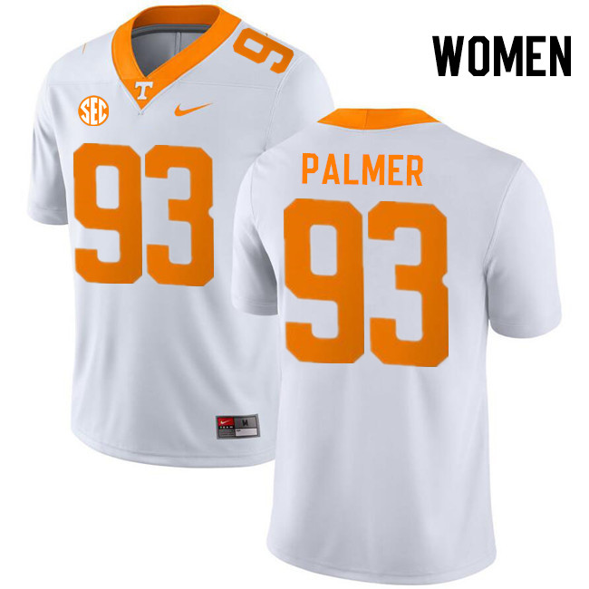 Women #93 Donald Palmer Tennessee Volunteers College Football Jerseys Stitched-White